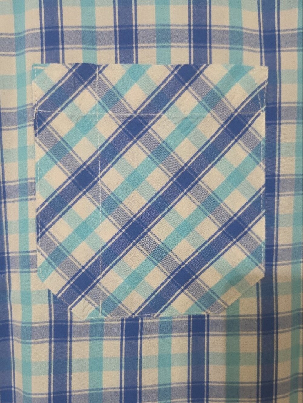 Magellan Outdoors Men’s Blue & Teal Plaid Short-Sleeve Button-Down Shirt - Sz XL - Picture 5 of 12